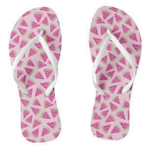 Girly Pink Watermelon Tropisches Muster Flip Flops