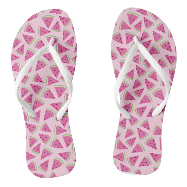 Girly Pink Watermelon Tropisches Muster Flip Flops (Fußbett)