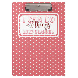 Girly Pink weiße Punkte ich kann alles tun 2023 Klemmbrett