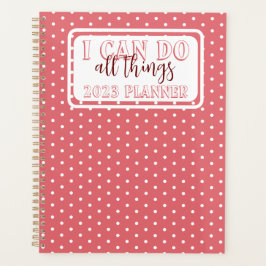 Girly Pink weiße Punkte ich kann alles tun 2023 Planer