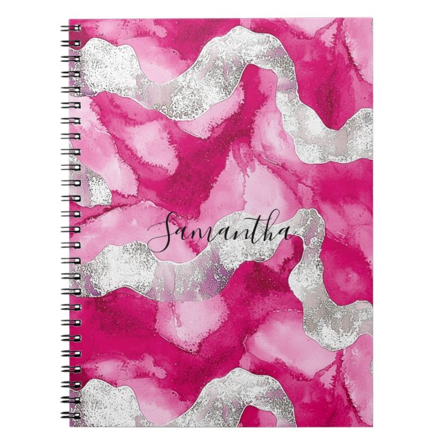 Girly Pink White Abstrakt Notizblock (Vorderseite)