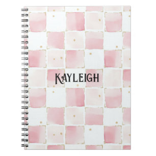Girly Pink White Chic Squares Notizblock