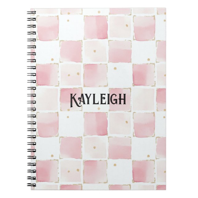 Girly Pink White Chic Squares Notizblock (Vorderseite)