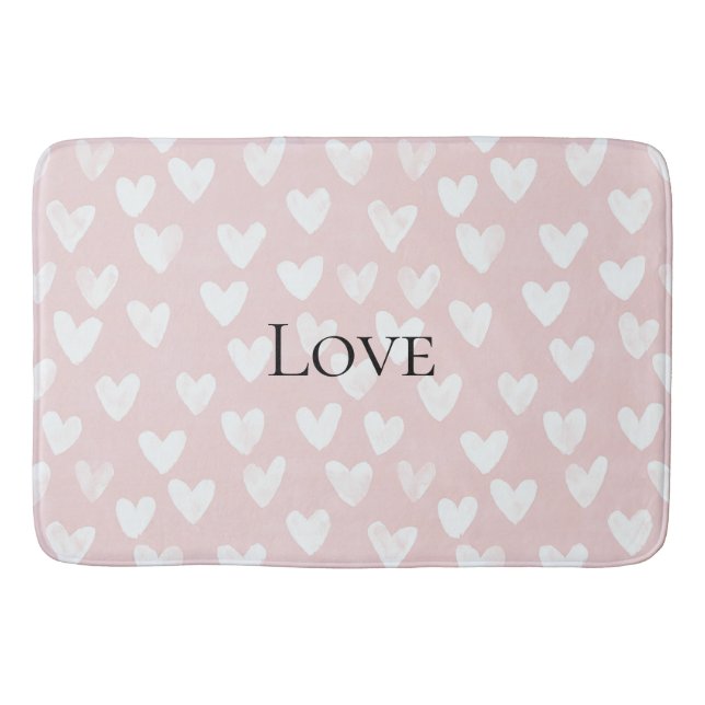 Girly Pink White Hearts Brautparty Badematte (Vorderseite)