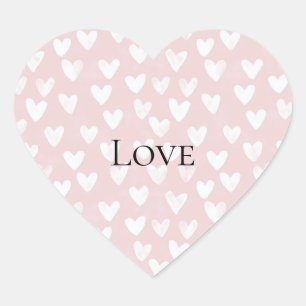 Girly Pink White Hearts Herz-Aufkleber