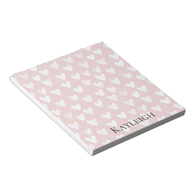 Girly Pink White Hearts Notizblock (angewinkelt)