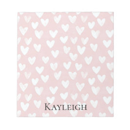 Girly Pink White Hearts Notizblock
