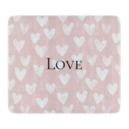 Girly Pink White Hearts Schneidebrett