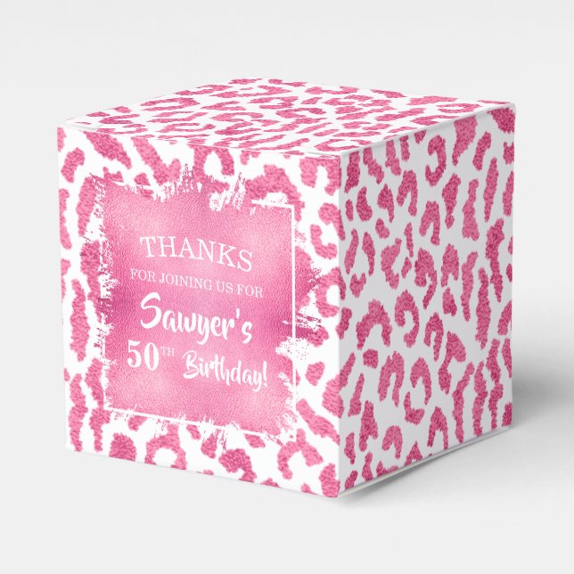 Girly Pink White Leopard Geschenkschachtel (Vorderseite)