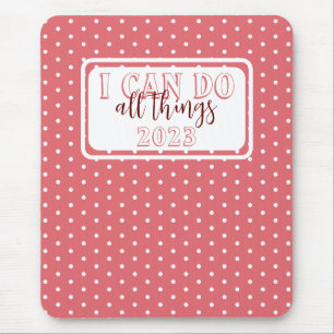 Girly Pink White Polka Dots kann alles bis 2023 Mousepad