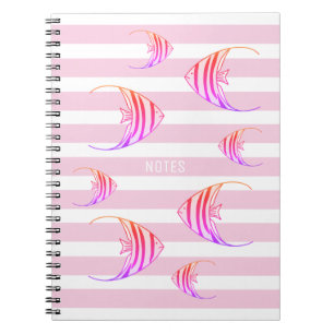 Girly Pink White Striping Angel Fish Personalisier Notizblock