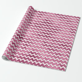 Girly Pink White Zigzag Streifen Geschenkpapier