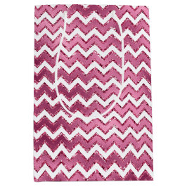 Girly Pink White Zigzag Streifen Mittlere Geschenktüte