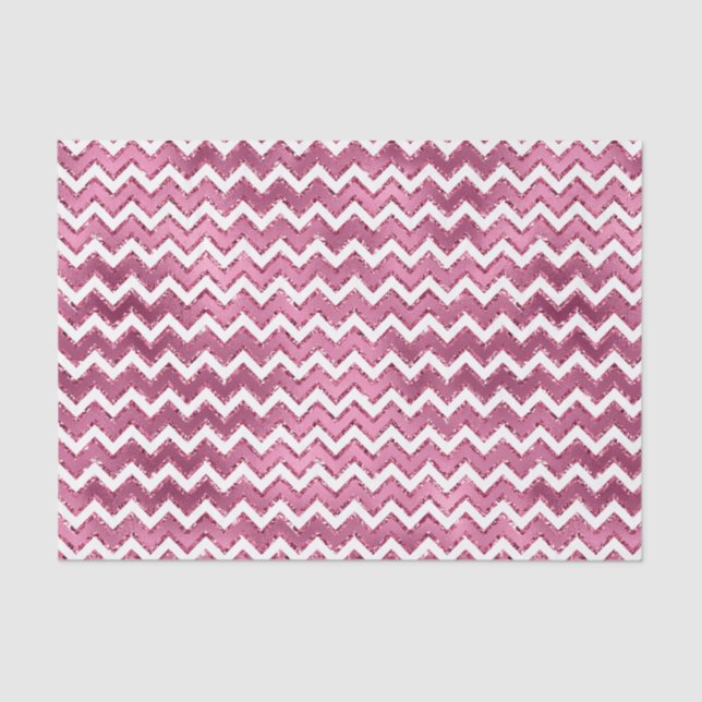 Girly Pink White Zigzag Streifen Seidenpapier (Vorderseite)