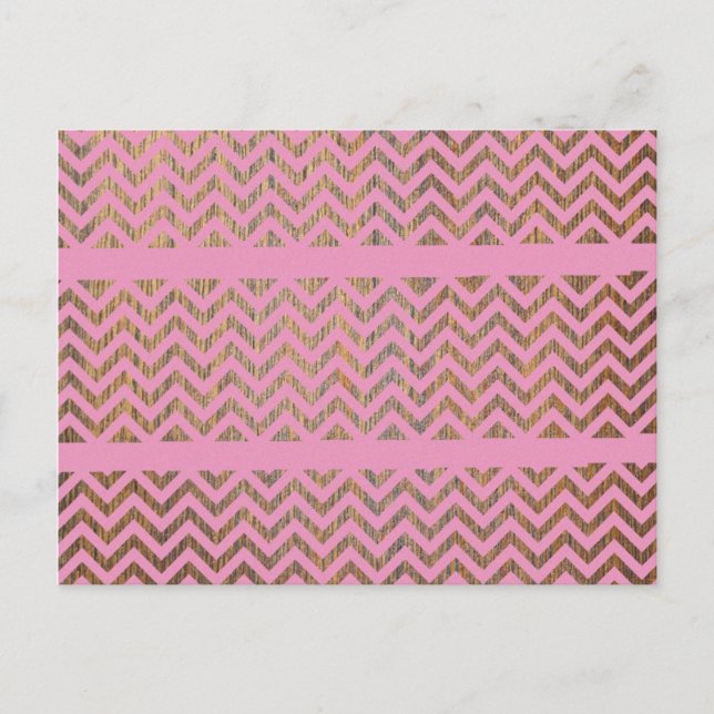 Girly Pink Wood Zickzack Zigzag Andes Pattern Postkarte (Vorderseite)