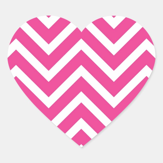 Girly Pink Zickzack Muster Herz-Aufkleber (Vorderseite)
