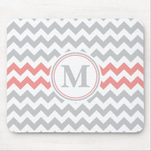 Girly Pink Zickzack Muster mit Monogramm Mousepad