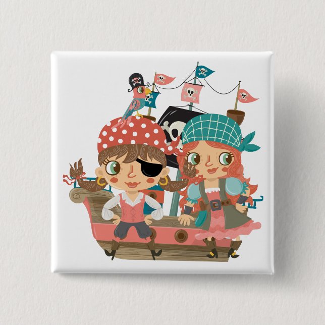 Girly Piraten Button (Vorderseite)