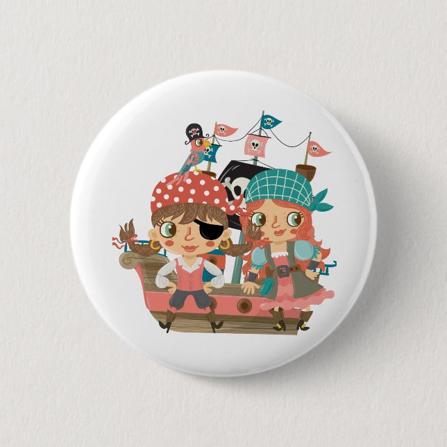 Girly Piraten Button (Vorderseite)