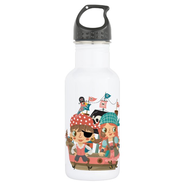 Girly Piraten Trinkflasche (Vorderseite)