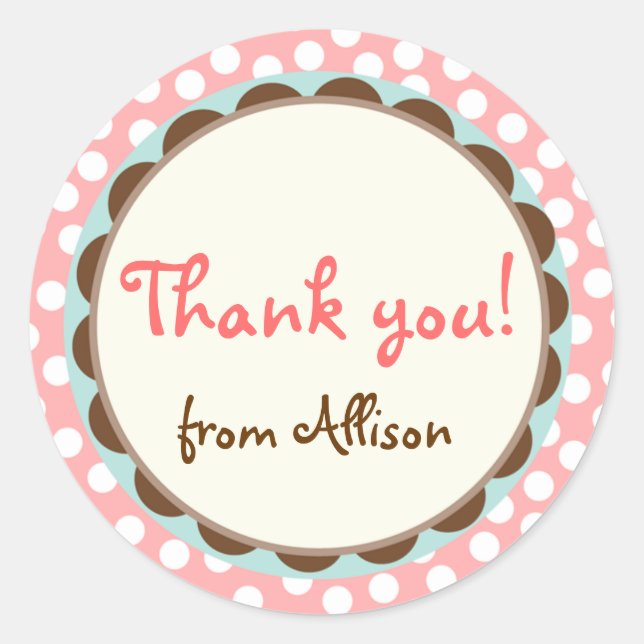 Girly Polka Dots Danke, Stickers (Vorderseite)