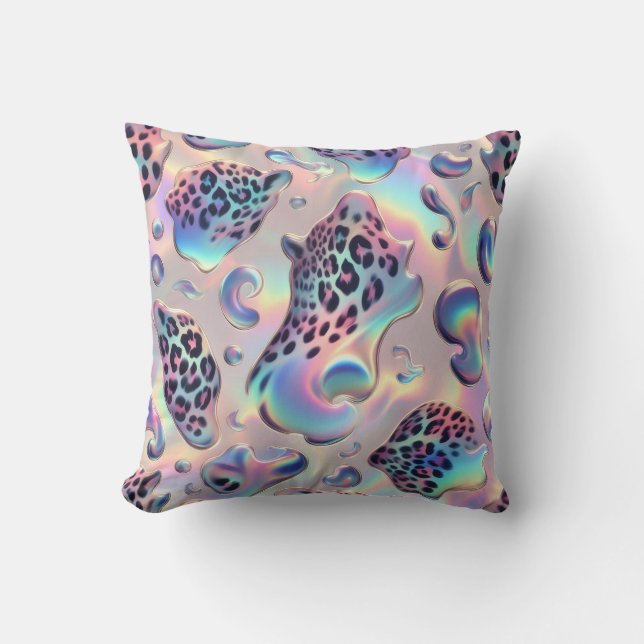 Girly Poser Leopardendruck Opal Kissen (Vorderseite)