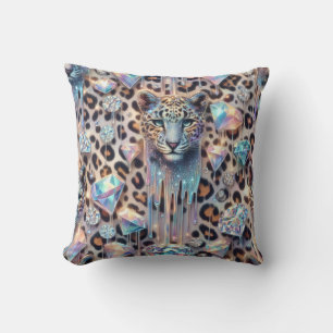 Girly Posh Leopard Print Opal Kissen