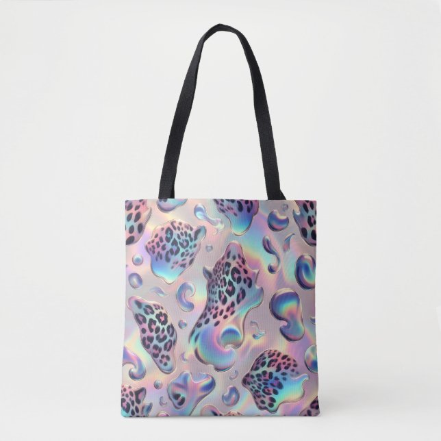 Girly Posh Leopard Print Opal Tote Bag (Vorderseite)
