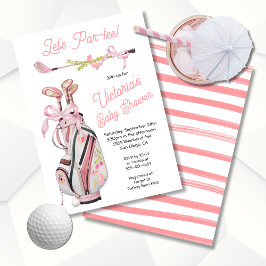 Girly Preppy Golf Baby Dusche Einladung