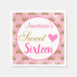 Girly Princess Pink Gold Glitzer 16 . Geburtstag 1 Serviette