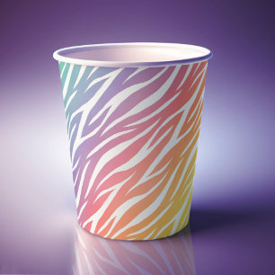 Girly Print Niedlich Trendy Cool Funny Zebra Rainb Pappbecher