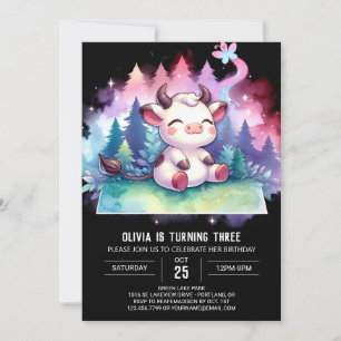 Girly Printable Cow Birthday Einladung