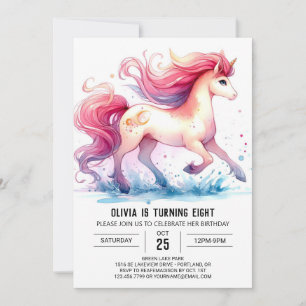 Girly Printable Horse Birthday Einladung