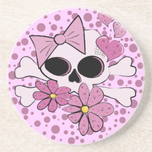 Girly Punk Skull Sandstein Untersetzer