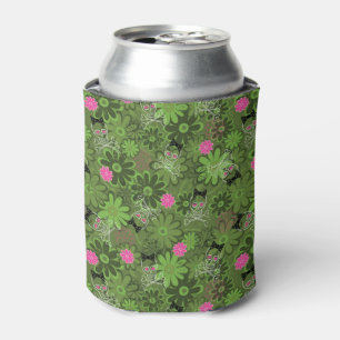 Girly Punkschädel auf Blumen-Camouflagehintergrun Dosenkühler
