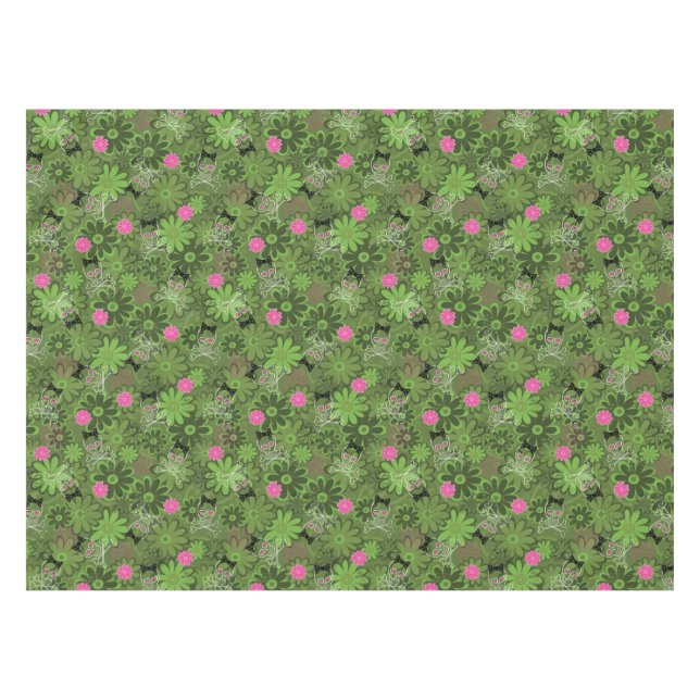 Girly Punkschädel auf Blumen-Camouflagehintergrund Tischdecke (Vorderseite (Horizontal))