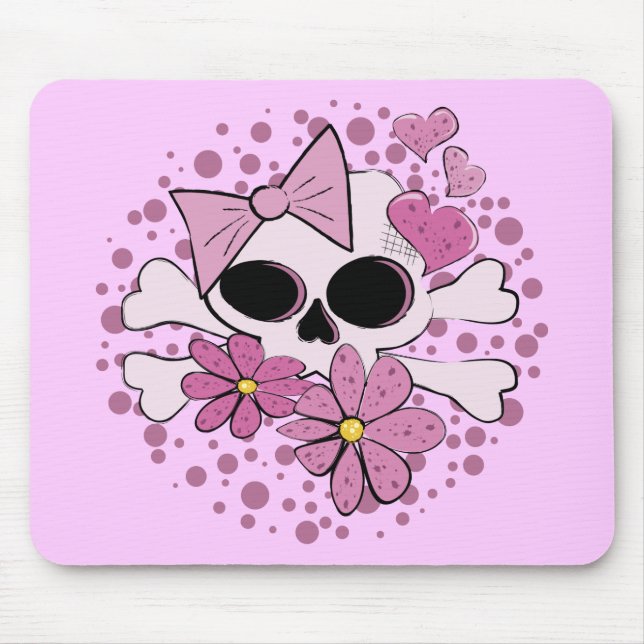 Girly Punkschädel Mousepad (Vorne)