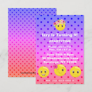 Girly Punkt Emoji Birthday Einladung