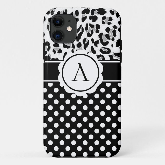 Girly-Punkte und Tiere drucken Monogramm Case-Mate iPhone Hülle (Rückseite)