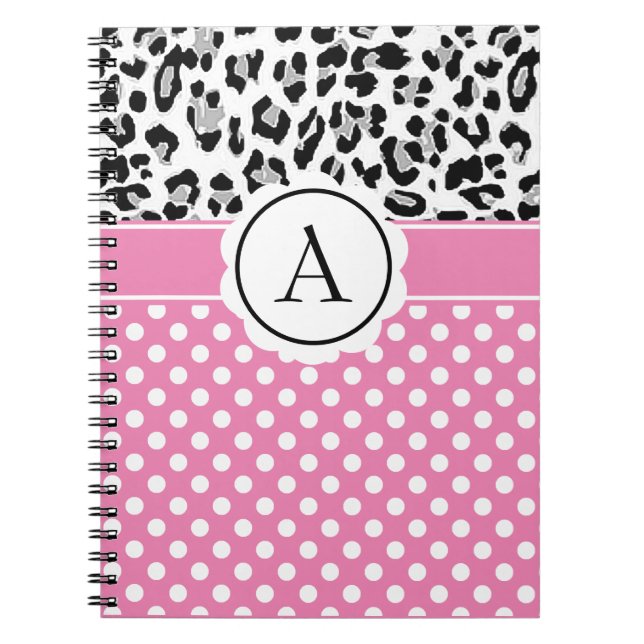 Girly-Punkte und Tiere drucken Monogramm-Notizbuch Notizblock (Vorderseite)