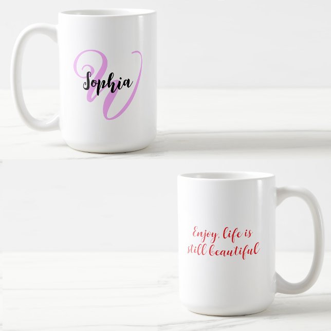 Girly Quote mit moderner Monogram Initial & Name Kaffeetasse (Girly coffee mug
)