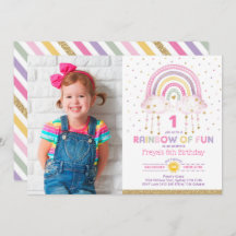 Girly Rainbow Clouds Confetti Pink Gold Geburtstag