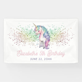 Girly Rainbow Glitzer Magical Unicorn Geburtstag Banner