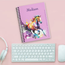Girly Rainbow Horse Lila Individuelle Name Planer