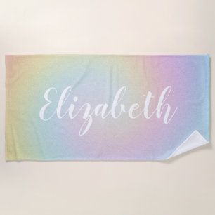Girly Rainbow Ombre Personalisiert Name Strandtuch