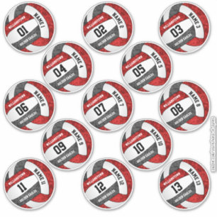 Girly Red Black Volleyball Team Set von 13 Sticker