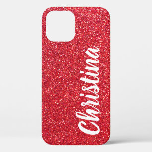 Girly Red Glitzer Name Personalisiert Case-Mate iPhone Hülle