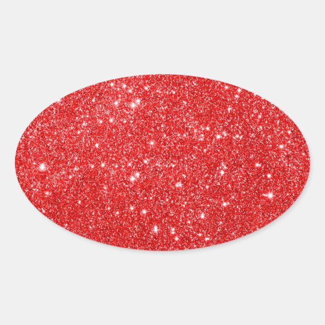 Girly Red Glitzer Ovaler Aufkleber (Vorderseite)