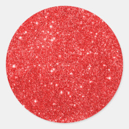 Girly Red Glitzer Runder Aufkleber