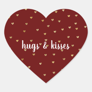 Girly Red Gold Glitzer Glam Hearts Herz-Aufkleber